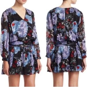 Alice + Olivia Tessie Burnout Black Floral Long Sleeve Mini Dress Size 10